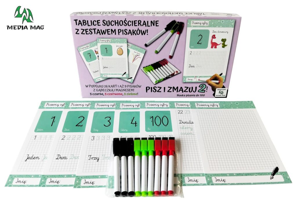 Zestaw Pisz i zmazuj 2 - Piszemy cyfry + 9 szt pisaków