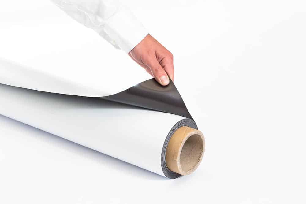 Folia ferromagnetyczna stalowa tablica 0,5 mm RS biała bez kleju 61x100