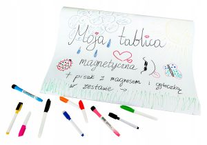 Folia ferromagnetyczna stalowa tablica NS 0,5mm klej SUCHOŚCIERALNA+pisak