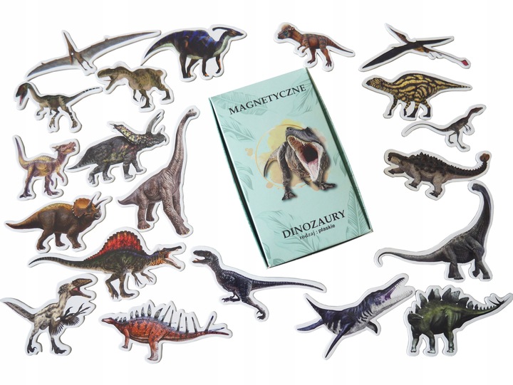 Magnesy na lodówkę poznaję DINOZAURY 26 el. Płaskie