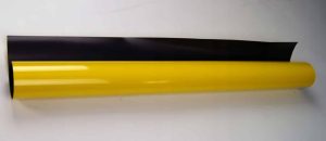 Folia ferromagnetyczna stalowa z klejem i kolorowym laminatem 1 mb