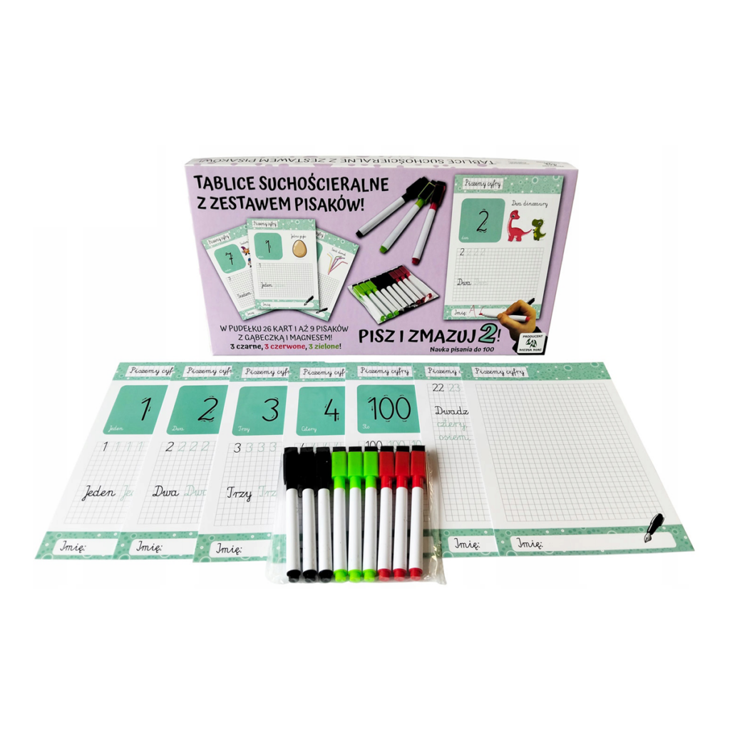 Zestaw Pisz i zmazuj 2 - Piszemy cyfry + 9 szt pisaków