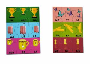 Sylaby nauka dzielenia na sylaby, nauka czytania, puzzle dydaktyczne 72 el.