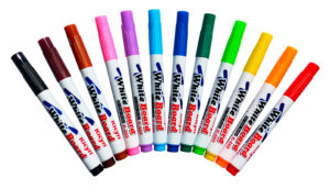 Zestaw 12 pisaków suchościeralnych do tablic oraz do tworzenia arcydzieł na wodzie.