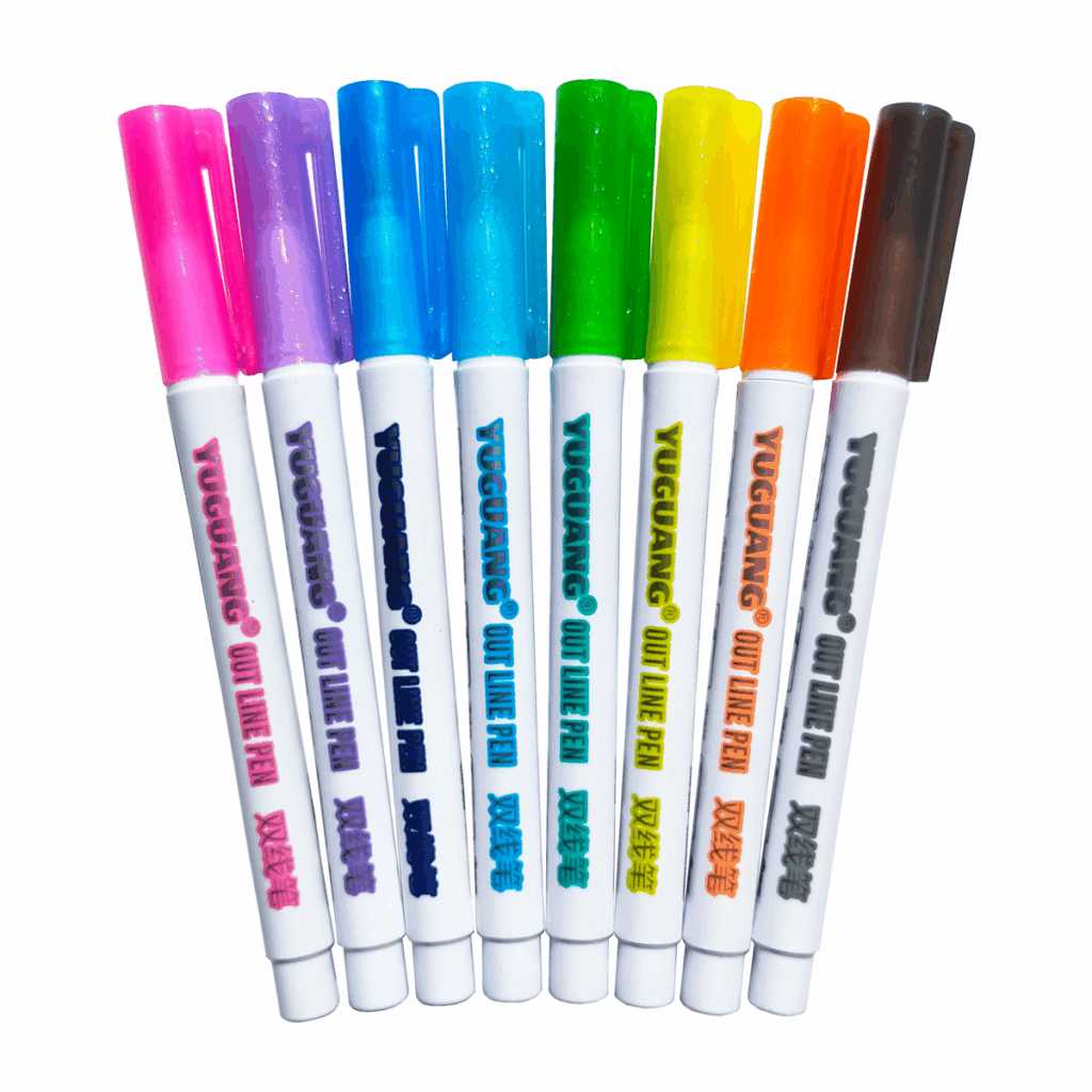 Pisaki PODWÓJNA LINIA metaliczne brokatowe 8 szt