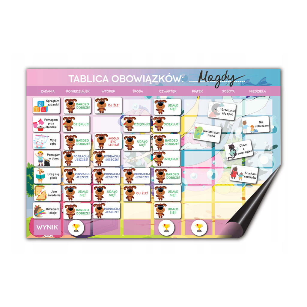 Motywacyjna tablica magnetyczna na lodówkę, tablica obowiązków SYRENKA