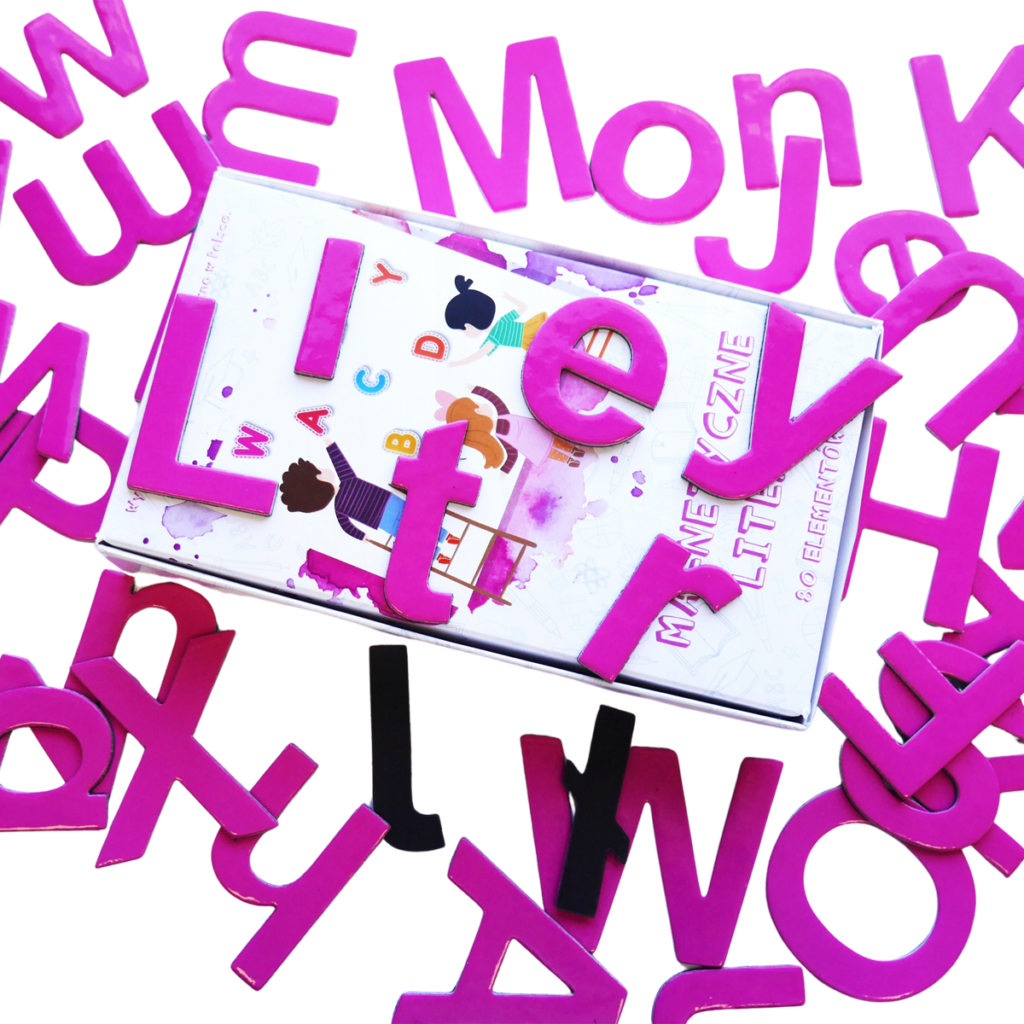 Magnesy - tektura LITERKI różowe