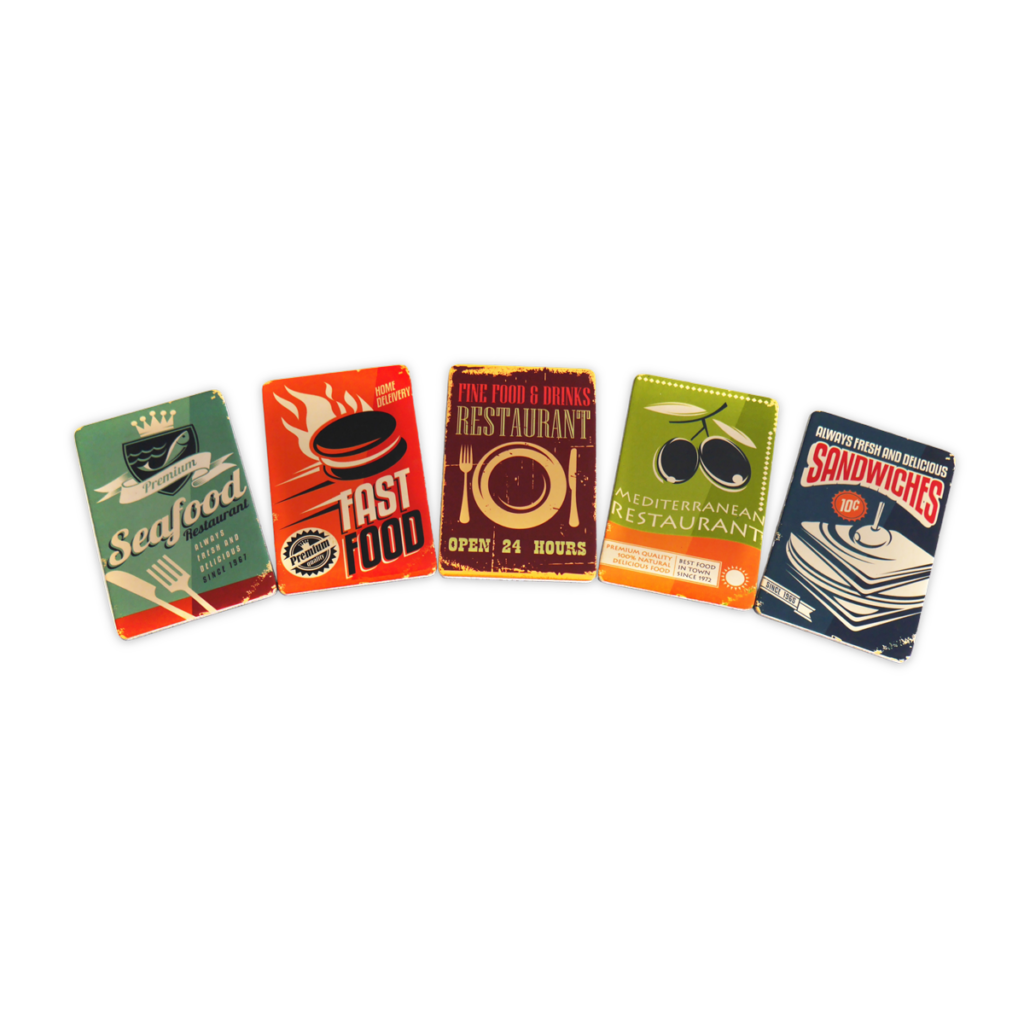 Magnesy na lodówkę - tektura VINTAGE Fast Food