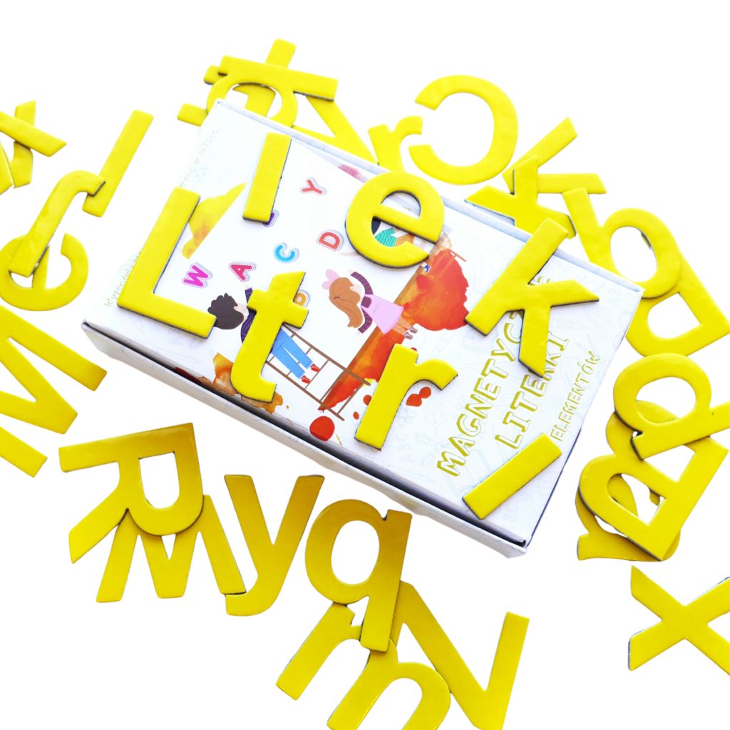 Magnesy - tektura LITERKI żółte